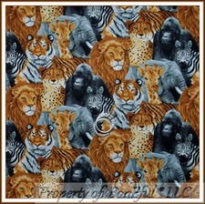 BonEful FABRIC FQ Cotton Quilt Brown Black Wild African Skin B W Elephant Zebra