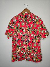 Disney Mickey Mouse Button Up Hawaiian Tropical L Short Sleeve Vacation Shirt