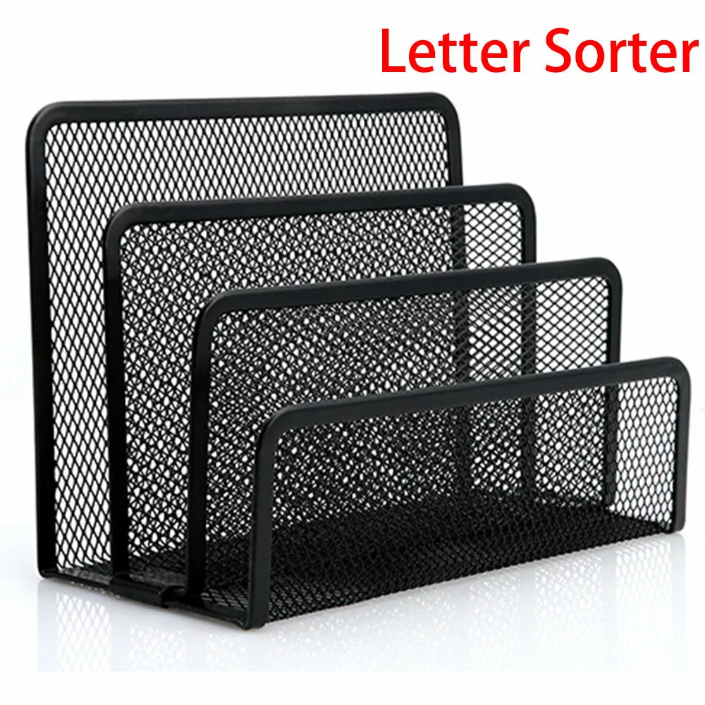 Office Files Metal Mesh Paper Document Holder Storage Desk Top