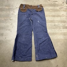 Vintage 70s Bell Bottom Jeans Hippie Wide Leg Custom Repairs Patchwork 30 X 28