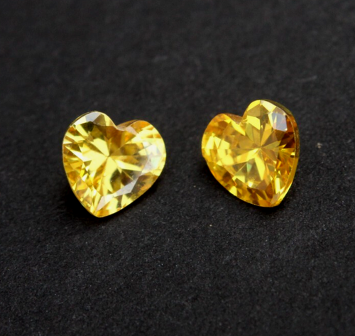 2 Pcs Heart Shape 6x6 MM Certified Yellow Sapphire Loose Gemstone From Sri Lanka