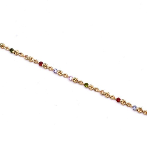 18k Layered Real Gold Filled Colors stones Bracelet 7.5" - Picture 4 of 5
