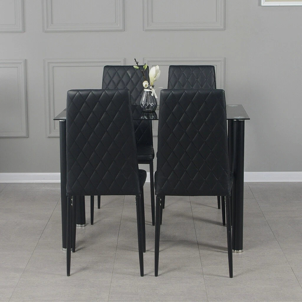 Black metal dining chairs set of 6 deals