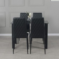 Set of 4/6 Diamond Dining Chairs Metal Legs High Back Seat Dining Room Furniture