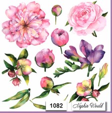  1082 TWO Individual Paper LUNCHEON Decoupage Napkins - FLOWER BLOOMS BLOSSOMS