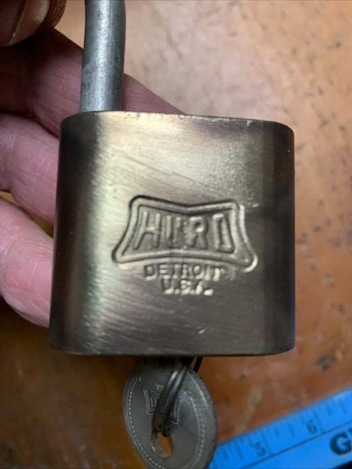 Vintage HURD Brass Padlock Lock with 1 Key Made in Detroit USA eBay