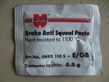 WURTH ANTI SQUEAL BRAKE PASTE Motorcycle 5.5g Sachet Seize Lubricant Workshop 