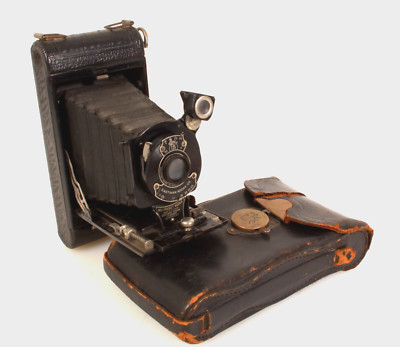 19世紀アンティーク★kodak初のセルフケース式フォールディングカメラ4×5★ Vintage Kodak Antique Folding Camera in Original Leather