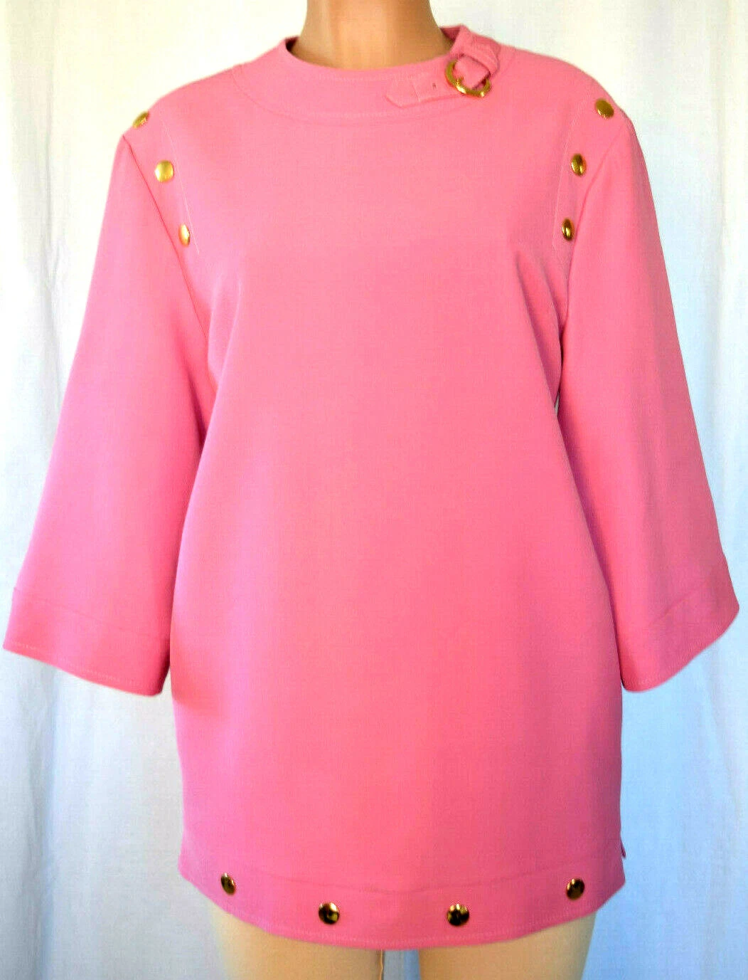 Boutons or col rond 3/4 manches col rose Gucci taille 48