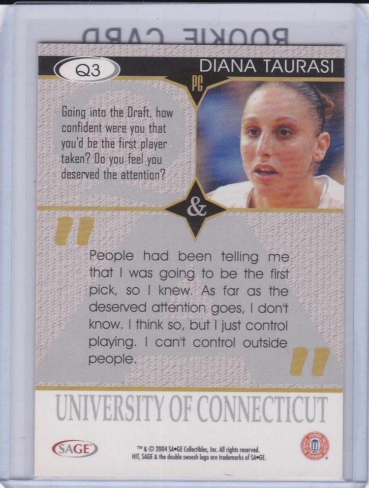 DIANA TAURASI ROOKIE CARD 2004 UCONN Basketball Draft RC Phoenix Mercury WNBA - Image 2 of 2
