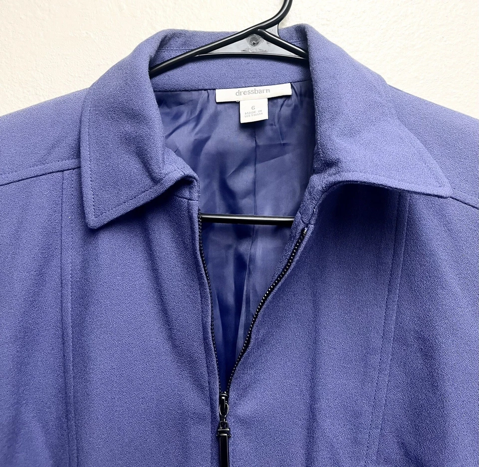 Vestido Vintage Granero Mujer Cremallera Blazer Chaqueta Púrpura Bolsillos Rayón Forrado Talla 6 Foto 2 de 4