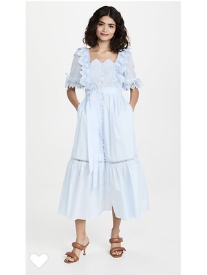 Self Portrait Dress Womens 6 Light Blue Midi embroidered Ruffle Cottagecore NEW | eBay Self Portrait Dress Womens 6 Light Blue Midi embroidered Ruffle Cottagecore NEW | eBay