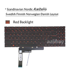 Nordic Keyboard for MSI Katana GF76 11SC 11UC 11UD 11UE 11UG 12UGSO Red Backlit
