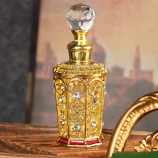 12ml Fashion Golden Hollow-Out Empty Glass Perfume Bottle Lotion Container Decor