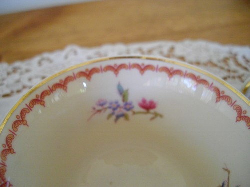 Vintage Syracuse China BOMBAY BIRDS of PARIDISE Old Ivory O.P.CO Teacups~Setof 3 - Picture 6 of 10