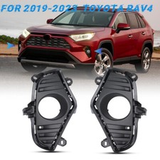For 2019-2023 Toyota RAV4 Pair Black Fog Light Bezels Front Bumper Lambs Covers