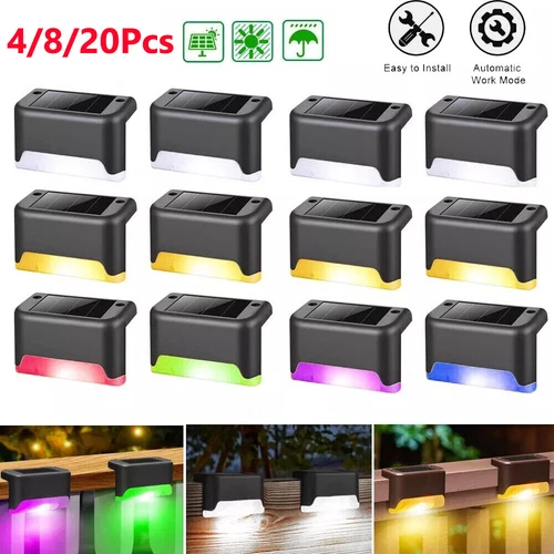 4-20 PCS Solar LED Deck Lights Path Garden Patio Pathway Stairs Step Fence Lamps