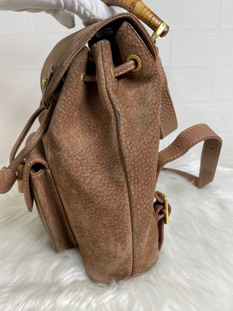 Gucci Bamboo Mini Back Pack Suede Leather Brown Authen | eBay