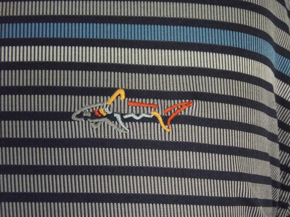 Greg Norman Tasso Elba Golf Polo Hombre XL Extra Grande Gris Rayas Dri-Fit Foto 4 de 4