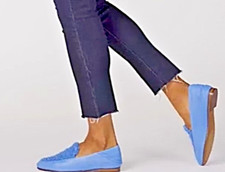 Vionic Frieda Women 6 Azure Blue Leather Fur Slip On Flats Ballerina Loafer NEW