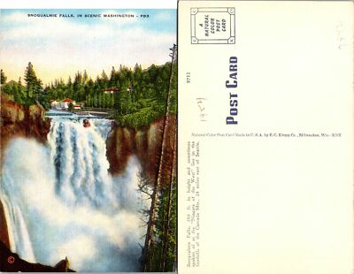 Snoqualmie Falls WAshington Full View Postcard Unused (38421)