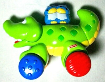 Fisher Price ALLIGATOR Push Down & Watch It Go Baby Play Toy Car Exceptional LKN