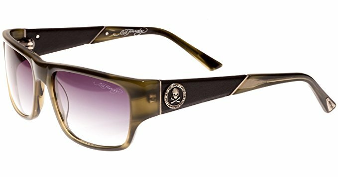 Ed Hardy Sunglasses Skull & Crossbone - Olive Horn with Case  display picture 3
