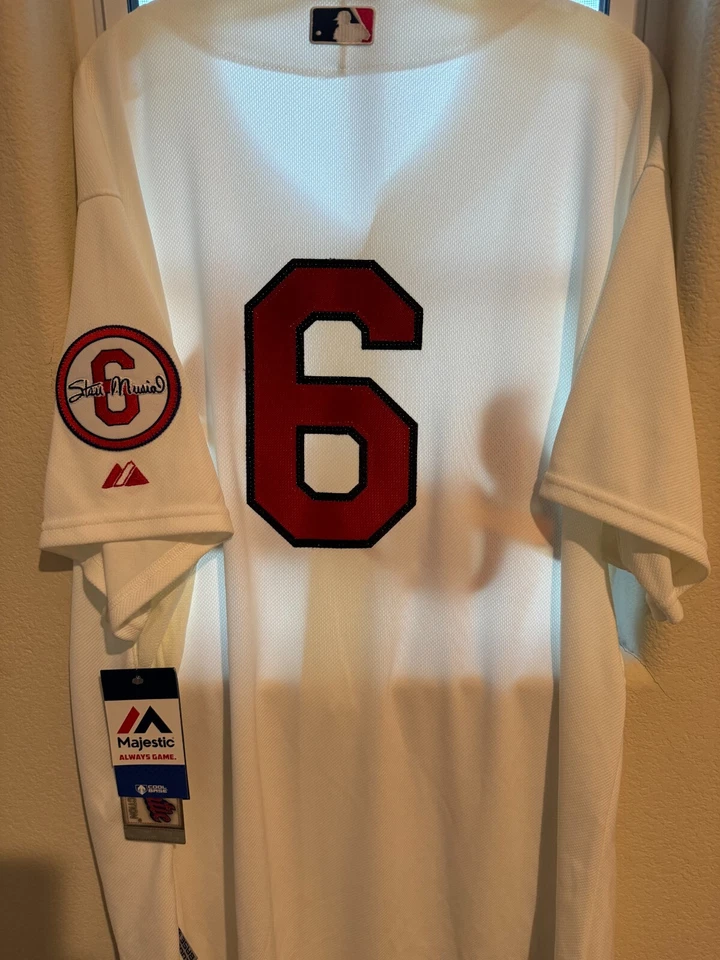 AUTHENTIC Majestic Cool Base STAN MUSIAL St Louis Cardinals Ivory Size 52. - Image 2 of 4