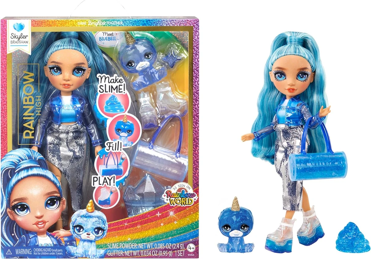 Rainbow High Skyler (Blue) with Slime Kit & Pet - Blue 11” Shimmer Doll New  2024