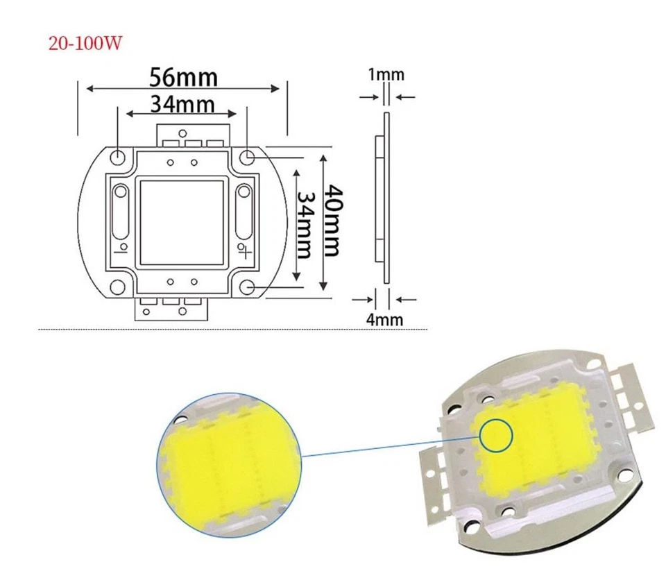 High Power LED Chip 1W-100W COB SMD LED Bead White RGB UV Grow Full Spectrum - Image 3 of 4