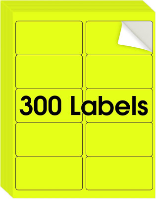 8-1/2'' X 11'' Neon Yellow Labels - Fluorescent Labels, for Inkjet or Laser Printe