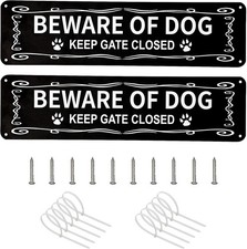 2pcs Warning Signs Beware Of Dog Reflective Warning Signs 12"x3" Aluminum Sign