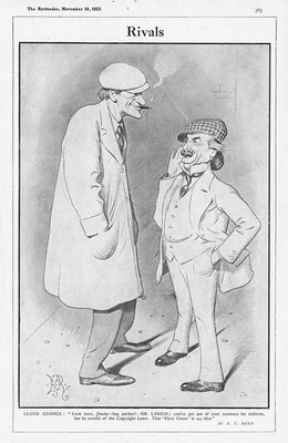 Lloyd George & James Larkin Gewerkschafter - Satirischer antiker Druck 1913