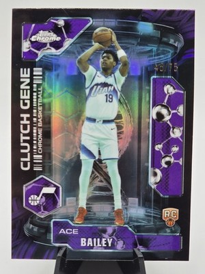 Ace Bailey 2026 Topps Chrome Update Clutch Gene CG-15 Utah Jazz Rookie RC /75