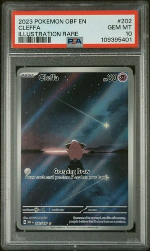 2023 POKEMON OBF EN-OBSIDIAN FLAMES ILLUSTRATION RARE #202 CLEFFA PSA 10