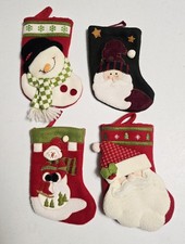 4 Minil Christmas Stockings  Snowman Santa Decoration Holidays