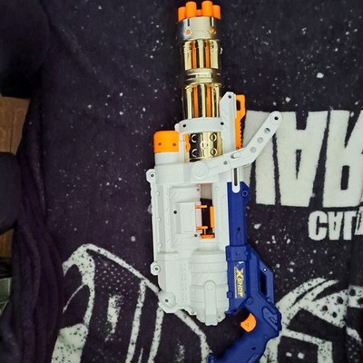 X-Shot Dart Gun Rotating Barrel Blue White Orange Foam Blaster