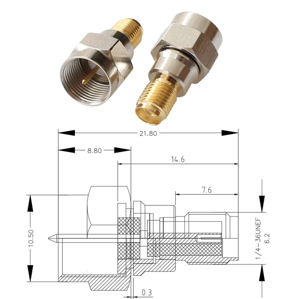 F Type to SMA Male Female Coax Connector Coaxial Adapter 2 Sets 6 Pcs - Image 4 of 4