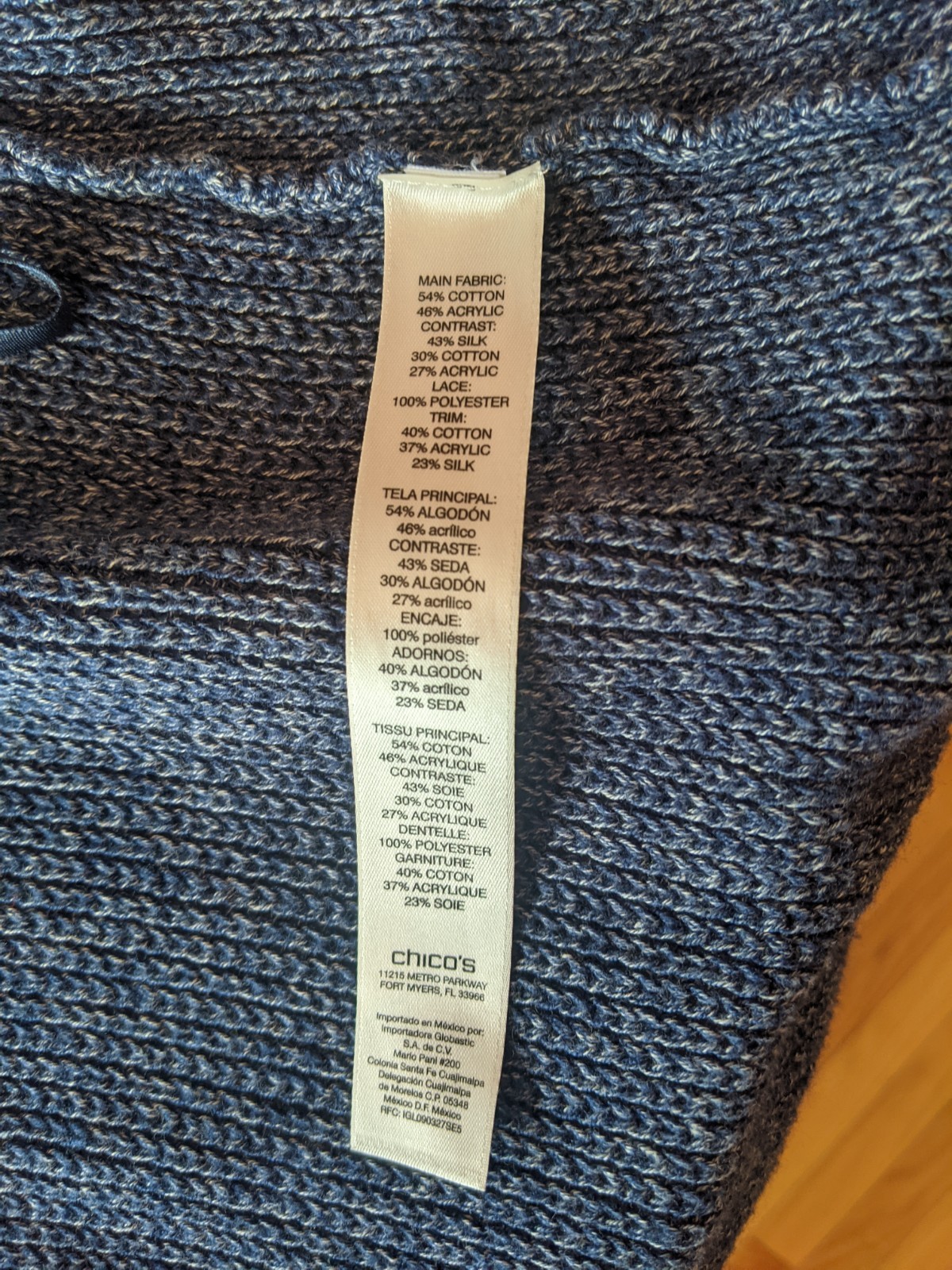 Chicos Blue Patchwork Cardigan Size 1 Fringe - image 6