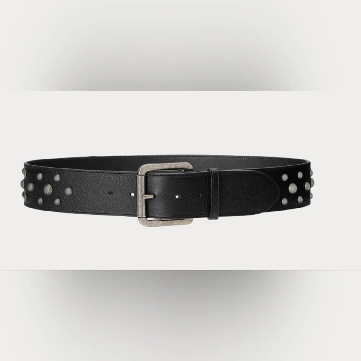 Ralph Lauren Black Pebble Leather Belt with Silver Buckle - XL Ralph Lauren - Rodeo Buckle Black Vachetta Leather Wide Belt main image 3