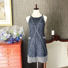 USED BEAUTIFUL CHANEL TWEED BLUE COCO PLATE DRESS GOOD