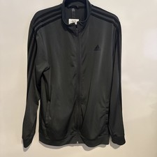 Adidas men Grey Essentials Warm-Up 3-Stripes Track Jacket Size L