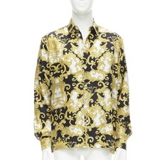 VERSACE 2022 Renaissance Barocco 100 silk gold signature shirt IT52 XL
