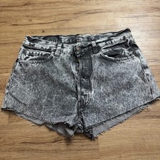 Vintage Levis 501 Shorts Womens Acid Black Cut Off Relaxed Fit Booty 98' Sz 30