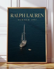 Luxury Sailboat Poster, Nautical Wall Art, Ralph Lauren Inspired Old Money Decor