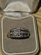 9ct Yellow Gold 1ct Diamond Three-Row Ring – Size S