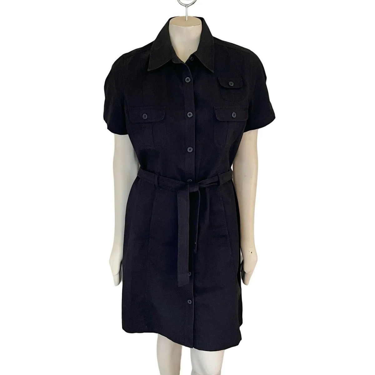 liz claiborne shirt dress Vintage LIZ CLAIBORNE Button Front Belted Safari Shirt Dress WOMEN'S 12  PETITE