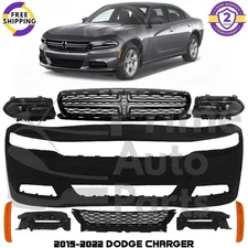 Front Bumper Cover Paintable & Grille Assembly Kit For 2015-2022 Dodge Charger