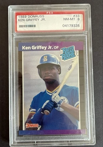 1989 Donruss - Rated Rookie Ken Griffey Jr #33  (RC) PSA 8
