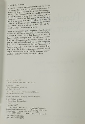People of the Desert and Sea: Ethnobotany of the Seri Indians (Felger and Moser) - Picture 7 of 10